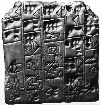 Sumerian clay tablet from approx. 2800 b.c.